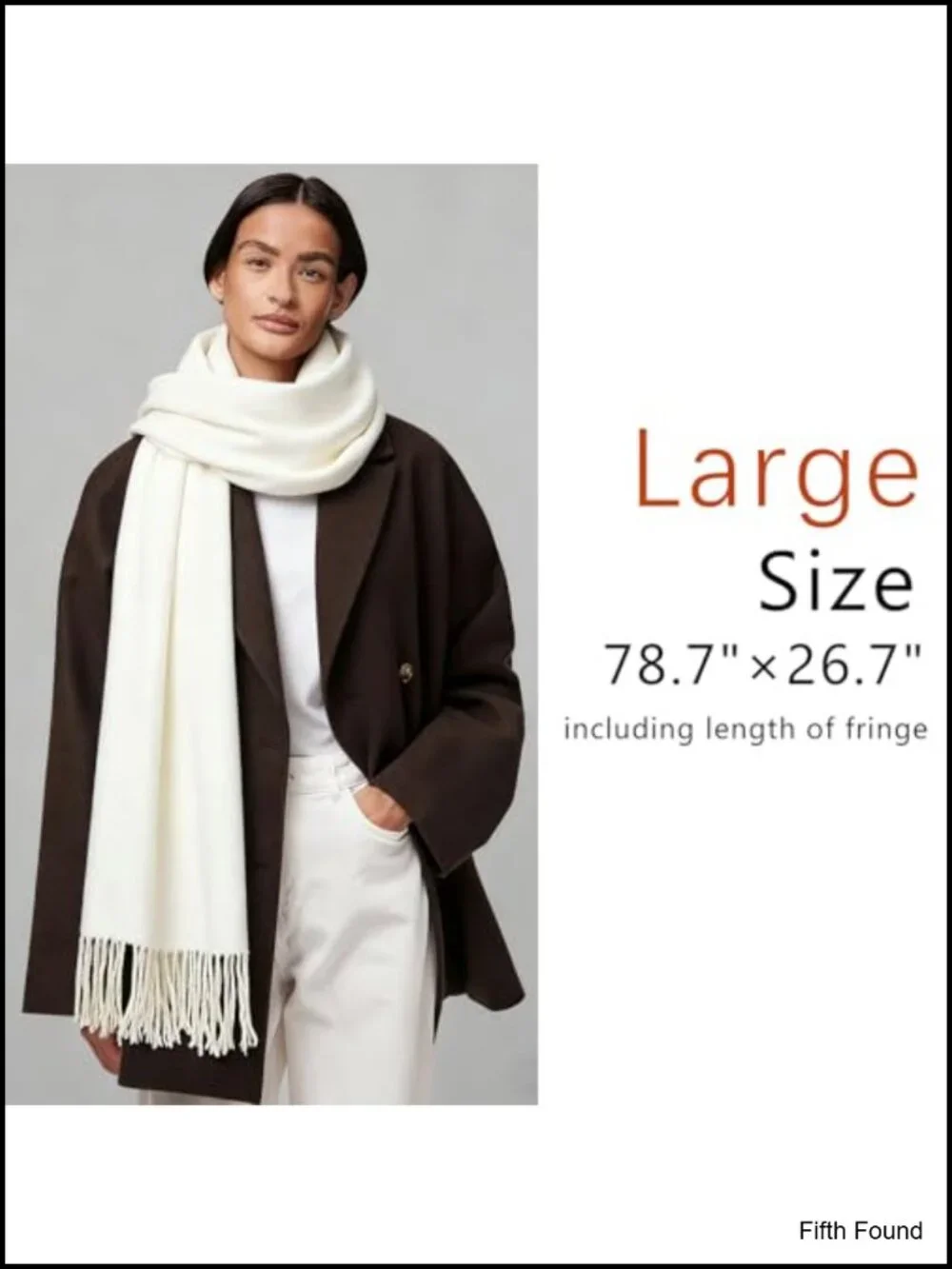 Oversized Shawl Wrap Scarf with Fringe Polyester Winter Cold Weather